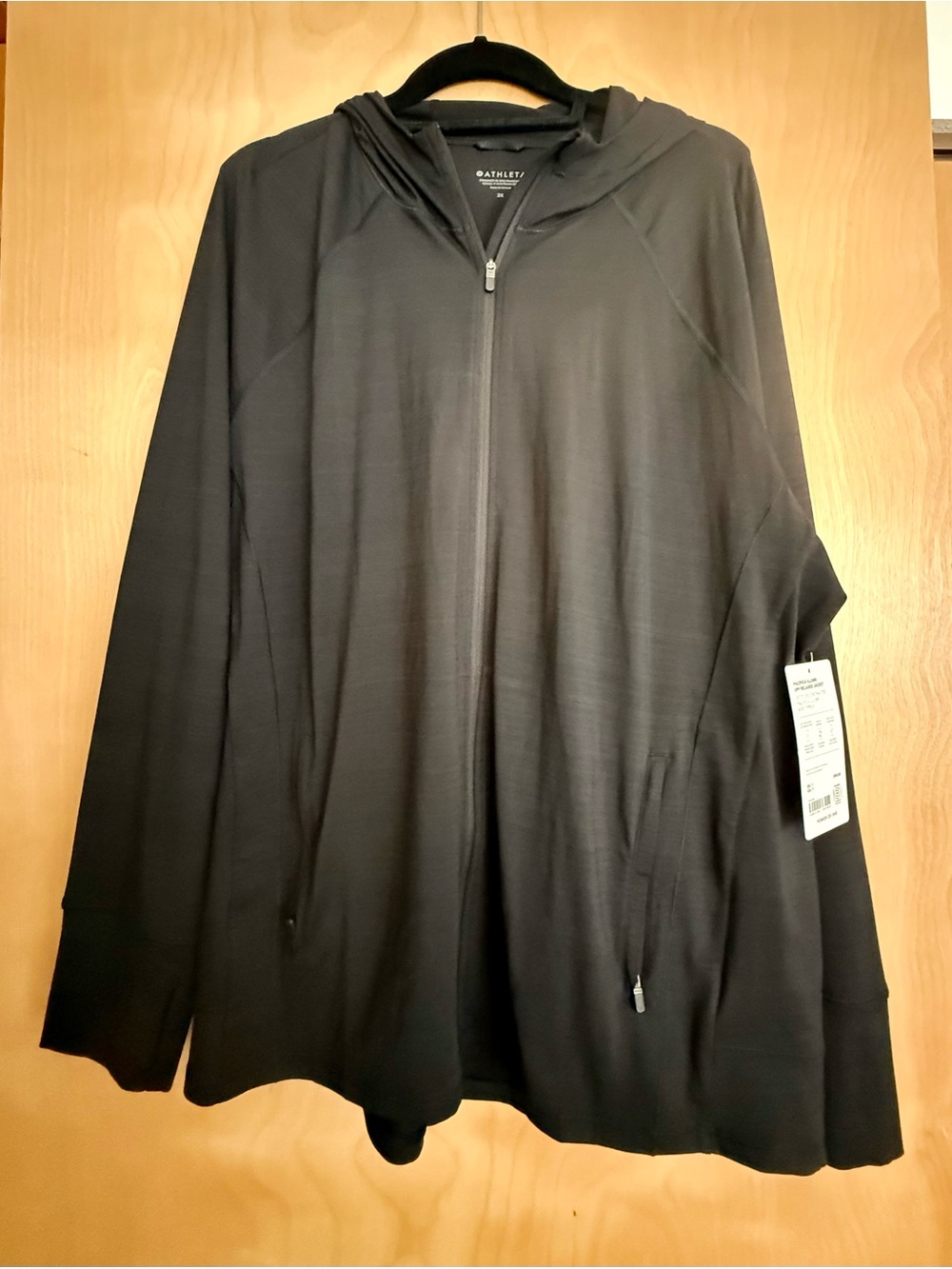 Athleta Black Hooded Swim Coverup Zip Jacket